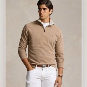 Polo Ralph Lauren Men's Estate-Rib Quarter-Zip Pullover NWOT Size XL Mocha Heat